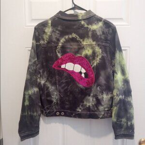 Women's Tye Dye Sequined Denim Jacket Size M
